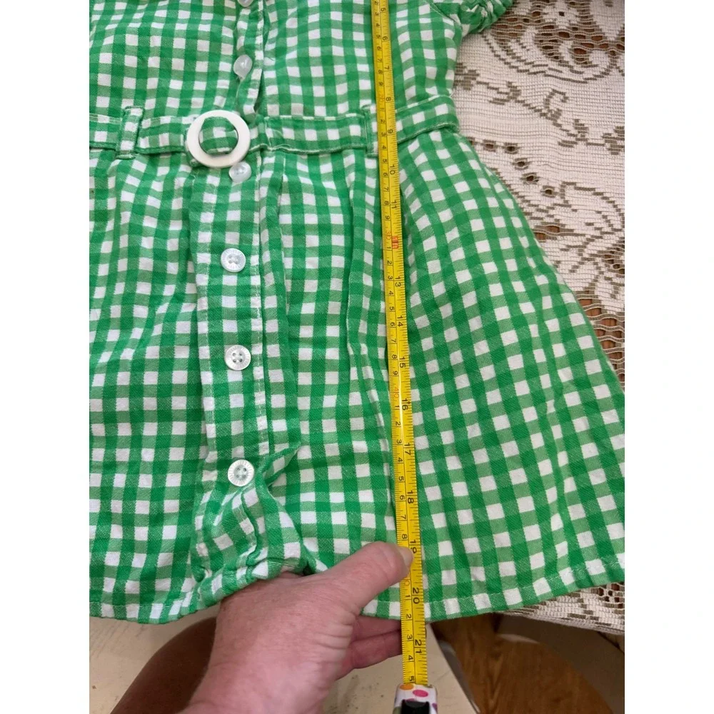 Draper James Girls Green Gingham Belted Shirt Dress Size 4